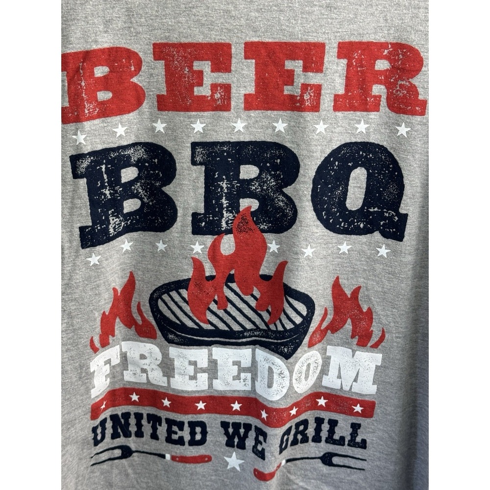 Celebrate Patriotic Beer BBQ Freedom Graphic Shirt men's 3XL Gray USA - Picture 3 of 5